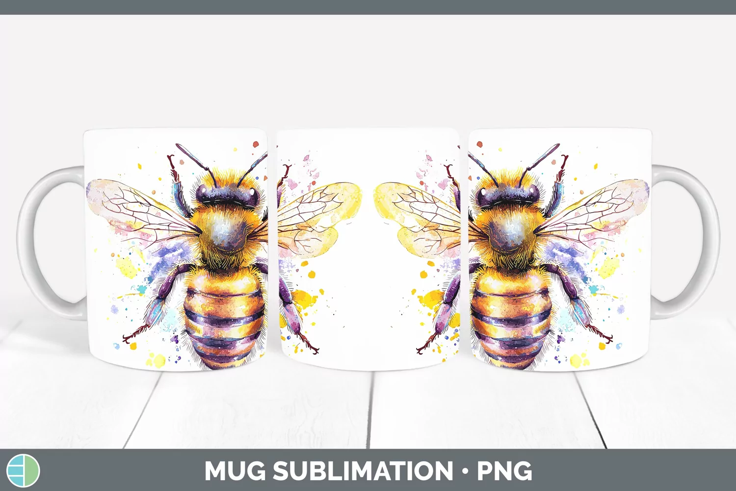 GorgeousWatercolor Splatter Mug Wrap design.