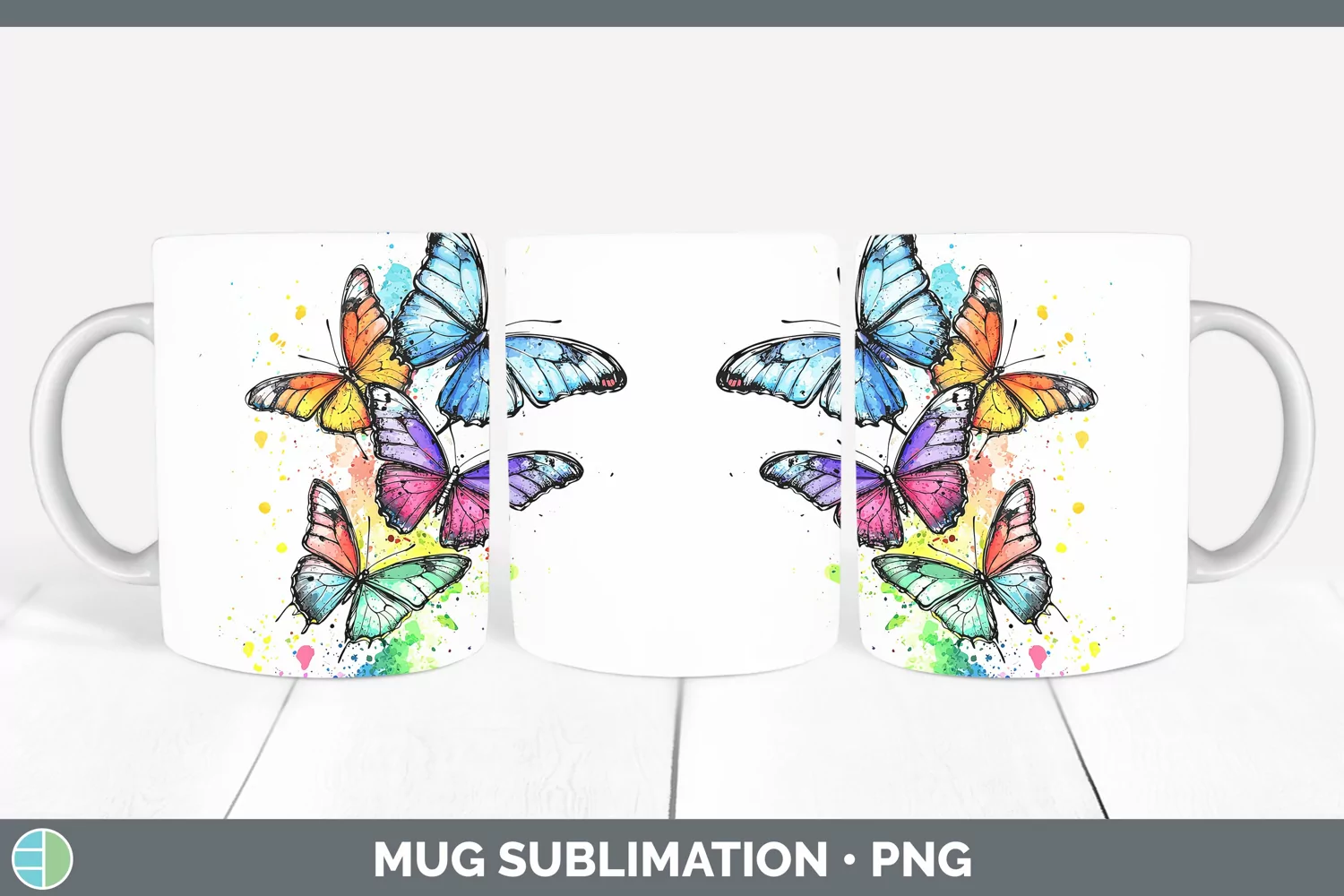 GorgeousWatercolor Splatter Mug Wrap design.