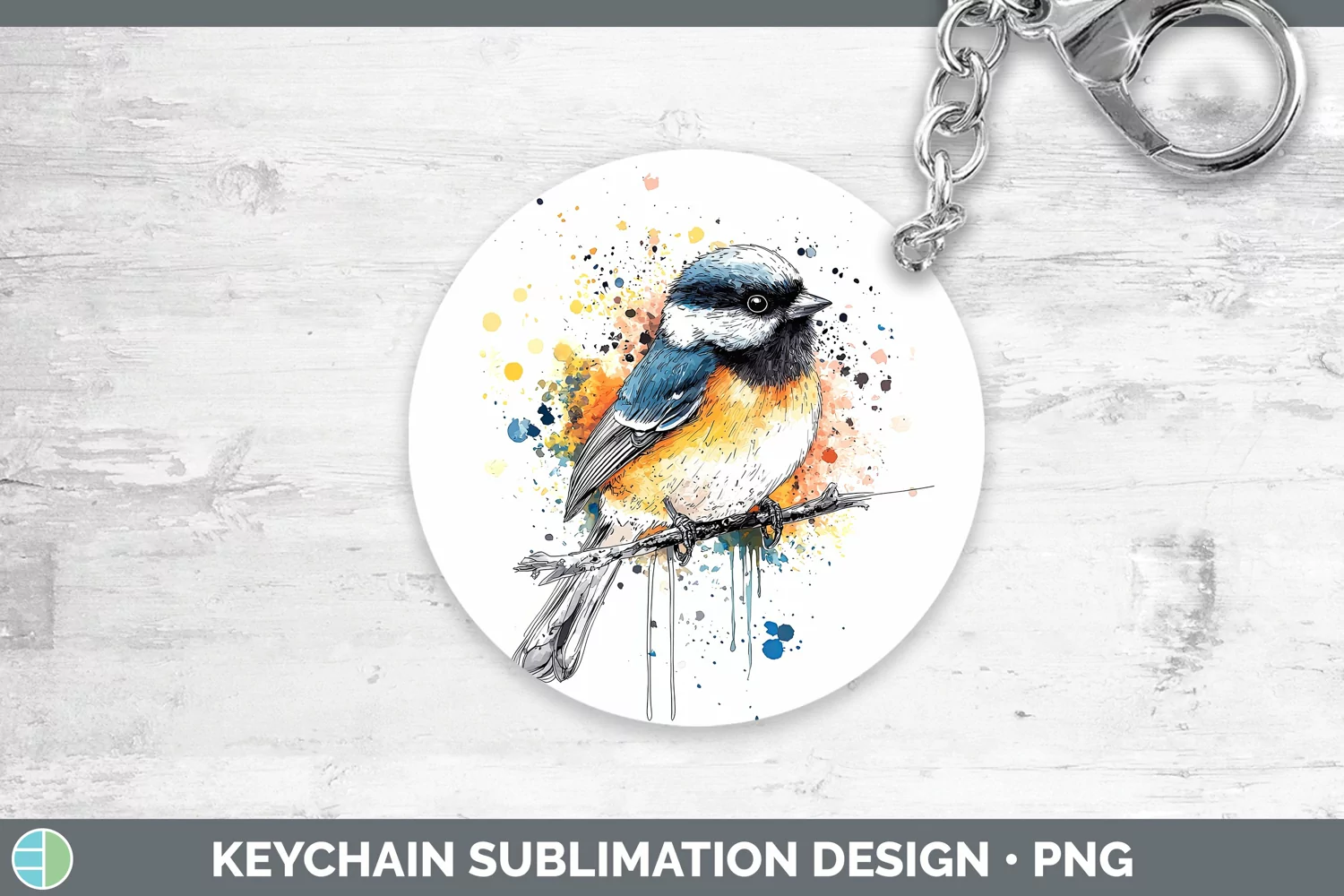 GorgeousWatercolor Splatter Keychain design.