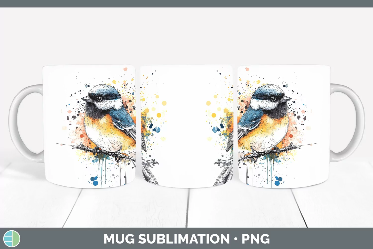 GorgeousWatercolor Splatter Mug Wrap design.