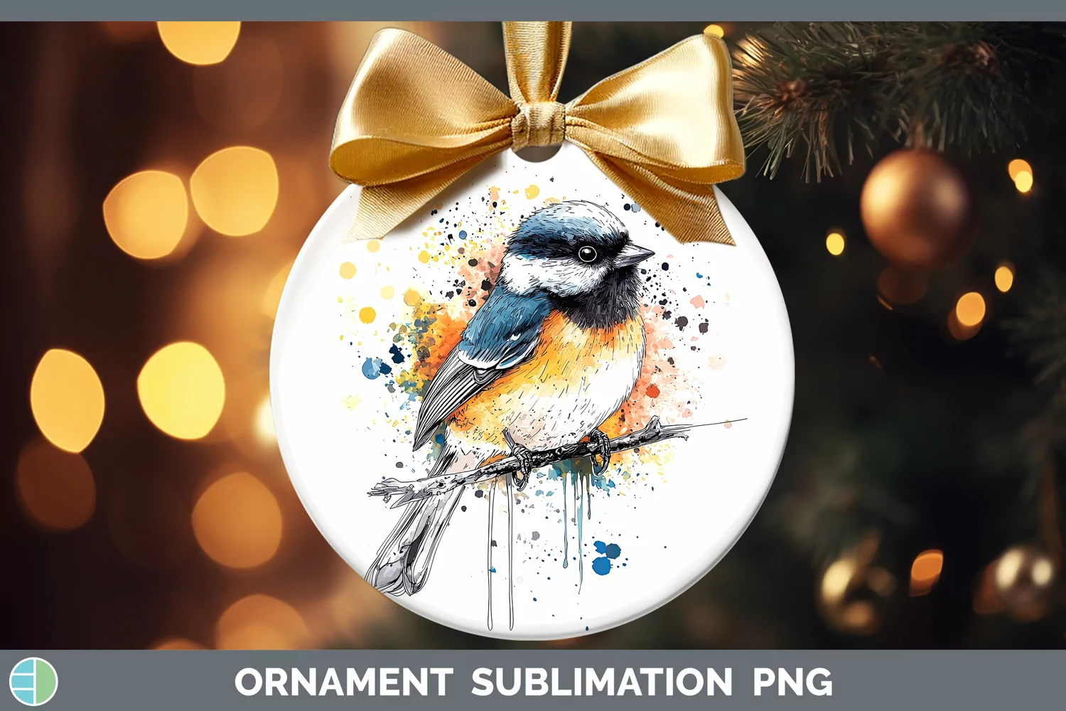 GorgeousWatercolor Splatter Ornament design.