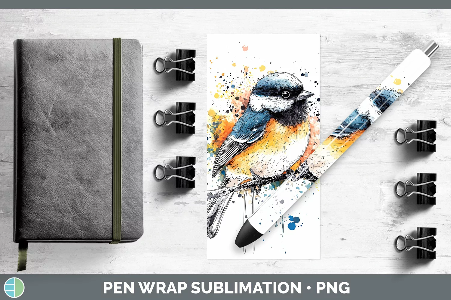 GorgeousWatercolor Splatter Pen Wrap design.