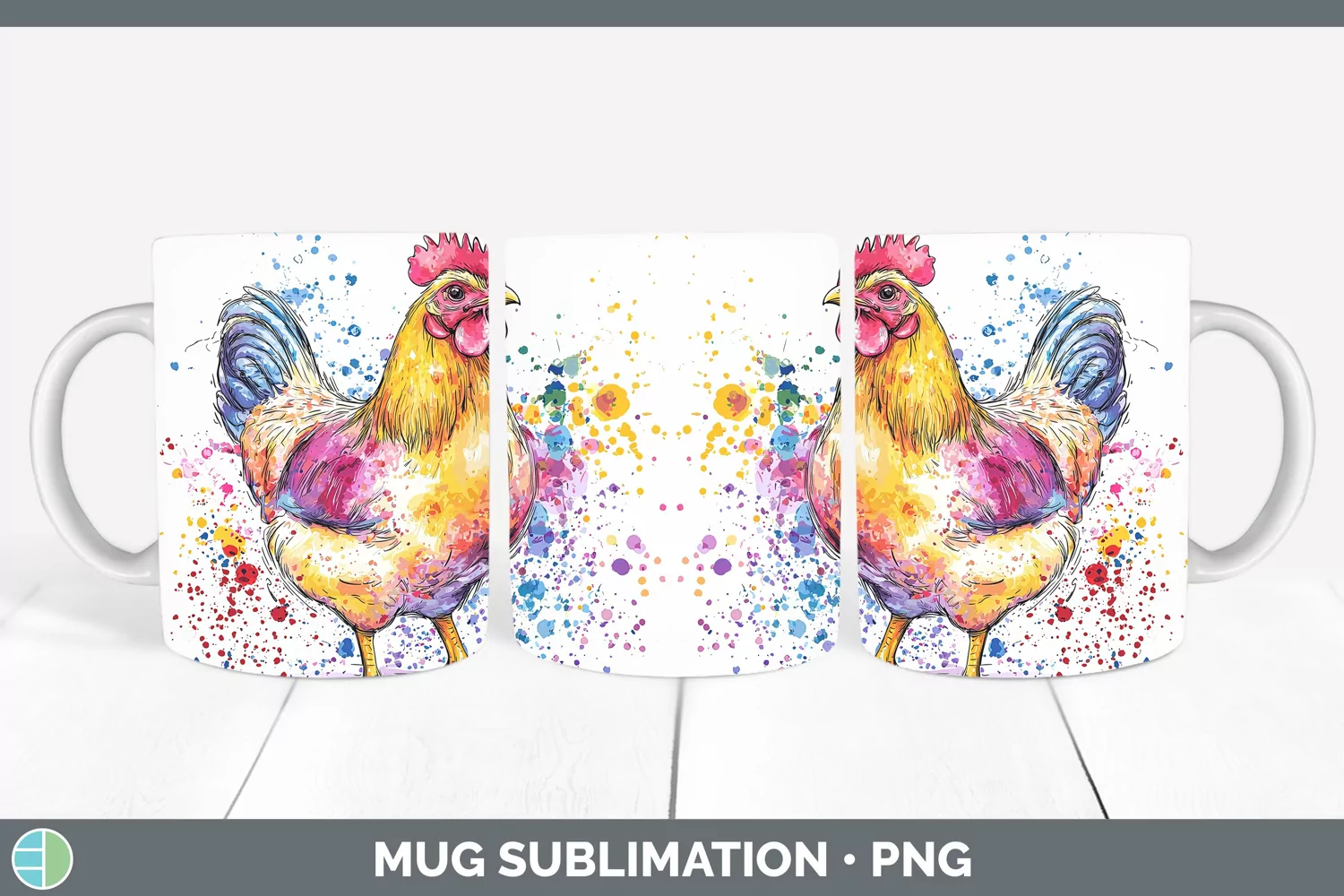 GorgeousWatercolor Splatter Mug Wrap design.
