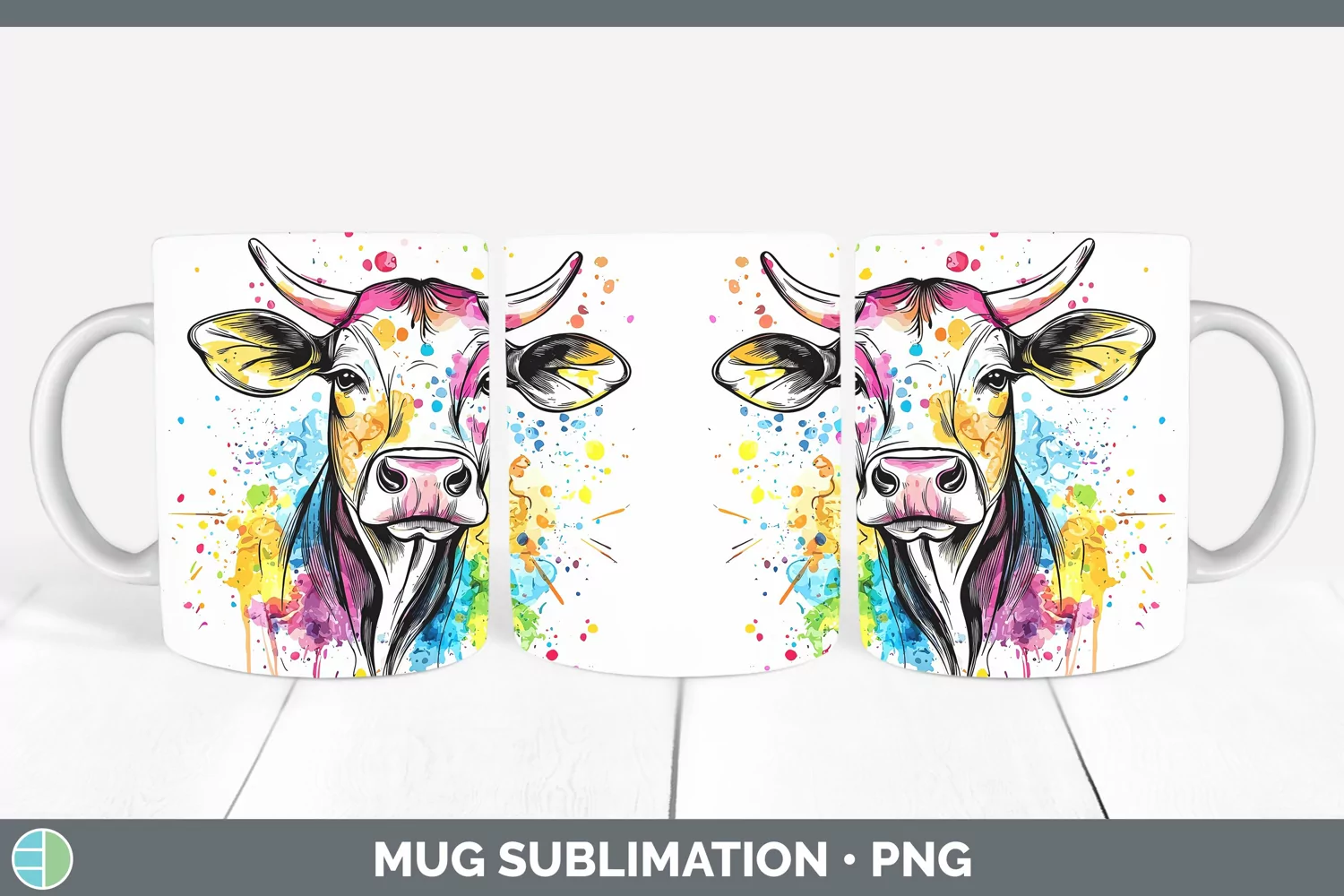 GorgeousWatercolor Splatter Mug Wrap design.