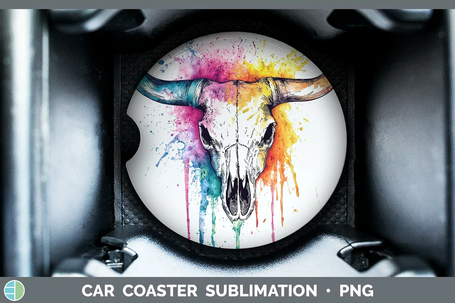 GorgeousWatercolor Splatter Car Coaster design.