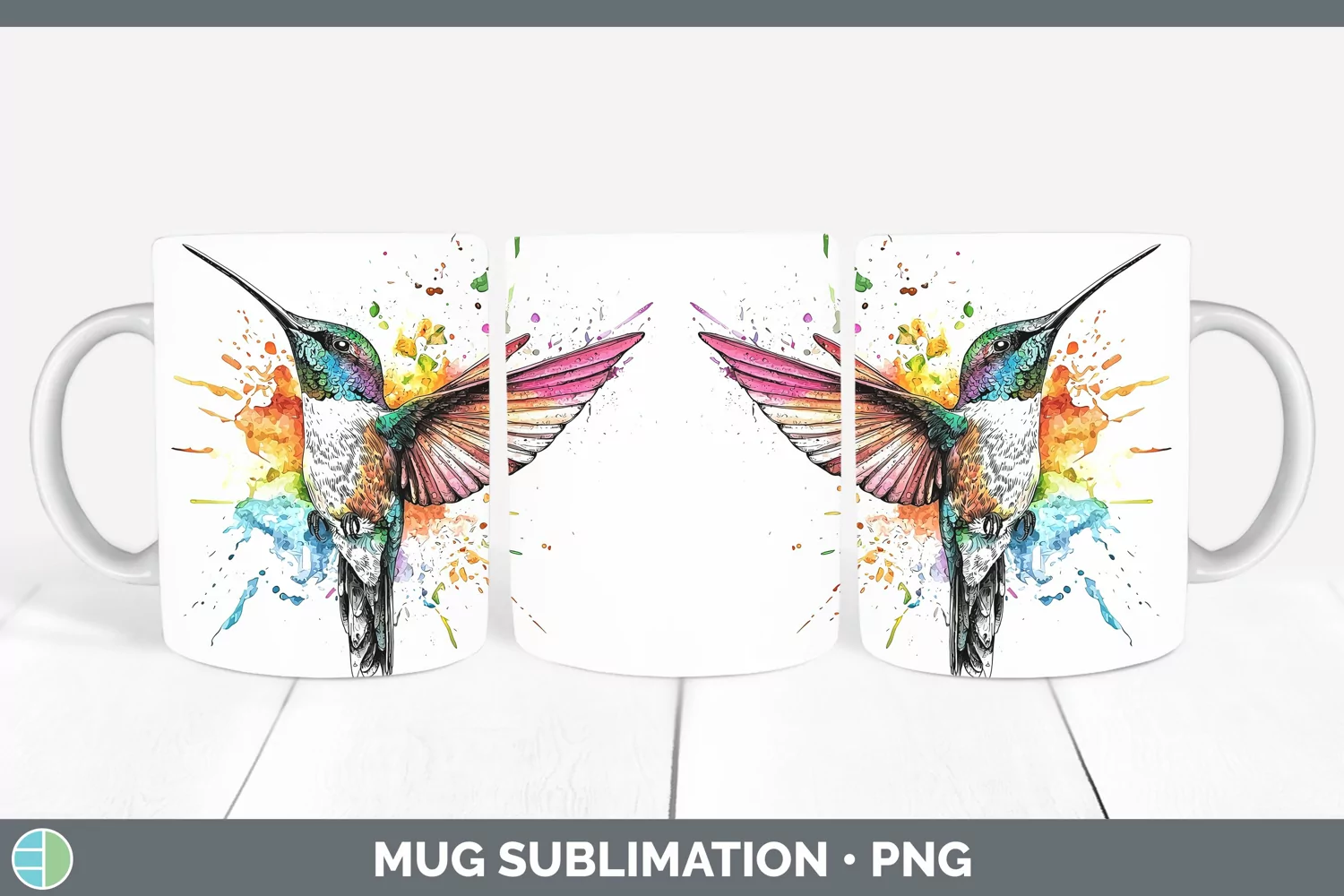 GorgeousWatercolor Splatter Mug Wrap design.