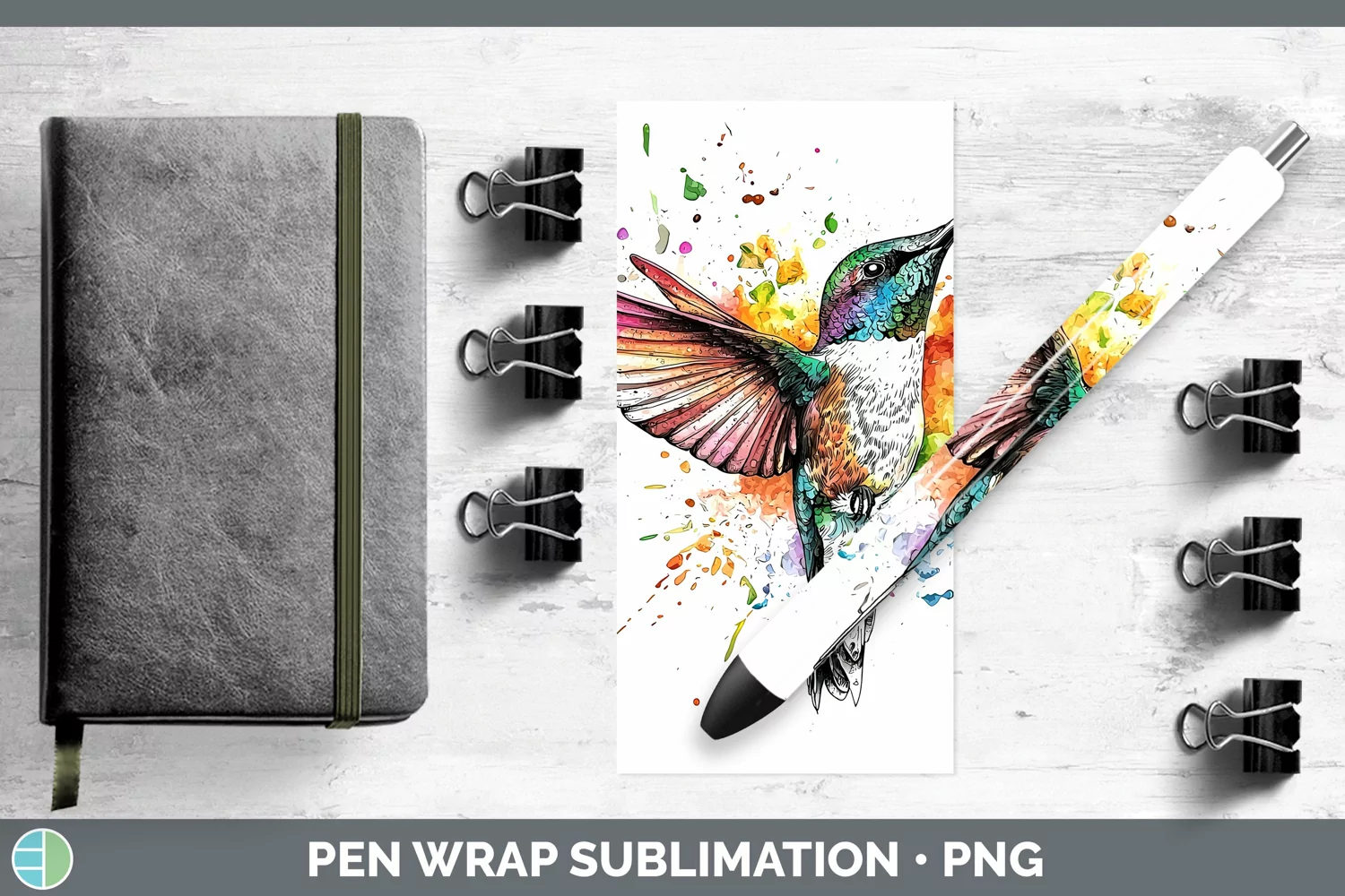 GorgeousWatercolor Splatter Pen Wrap design.