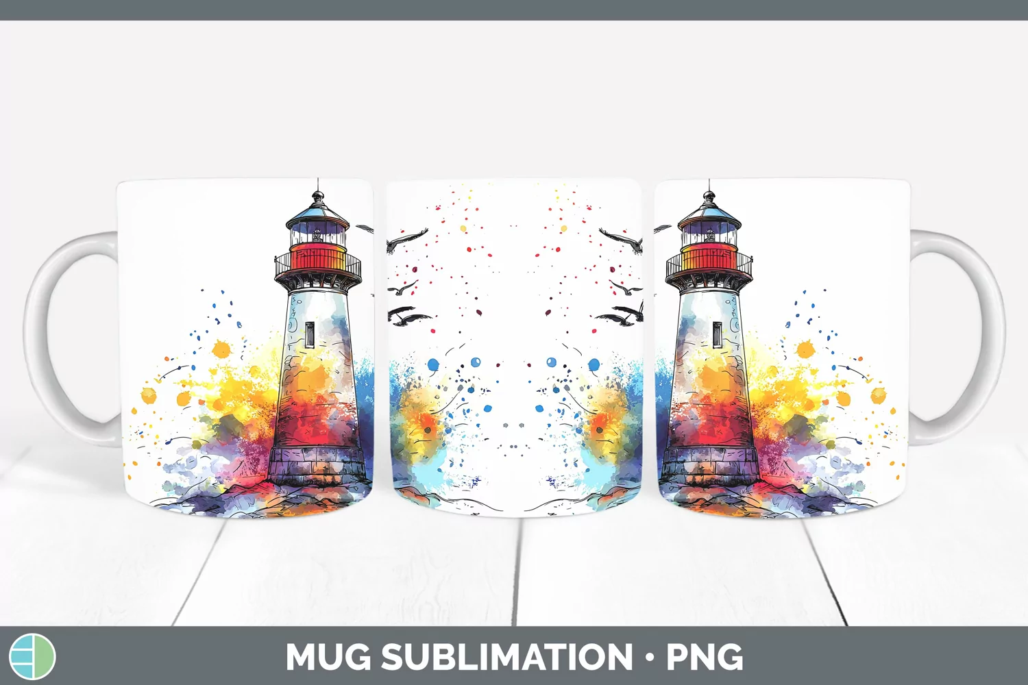 GorgeousWatercolor Splatter Mug Wrap design.