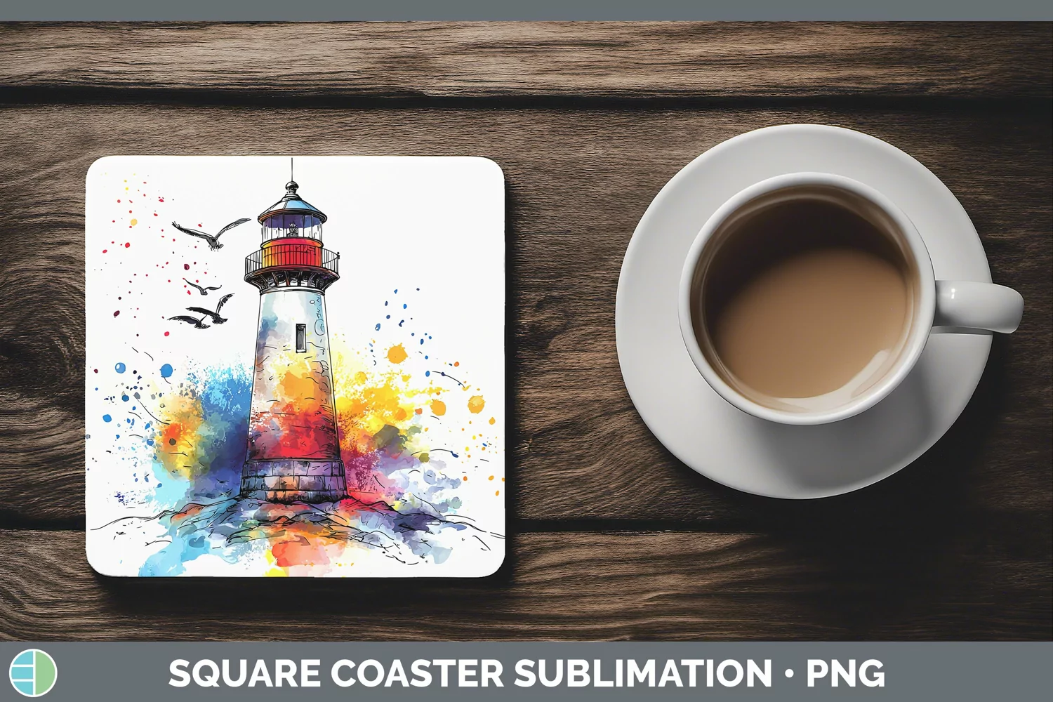 GorgeousWatercolor Splatter Square Coaster design.