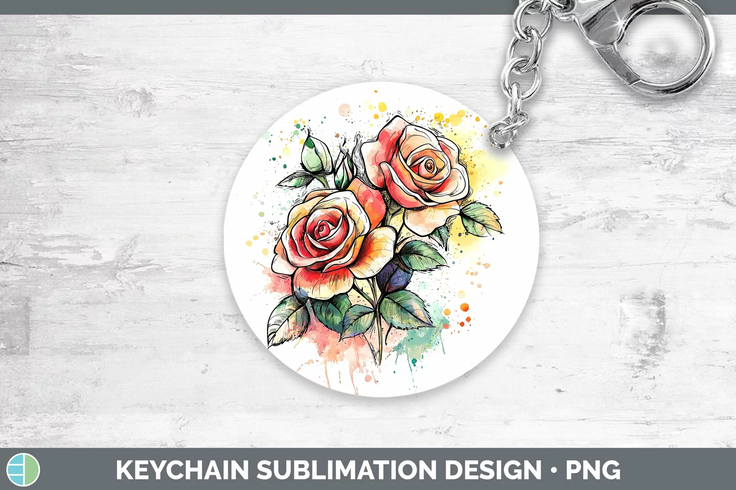 GorgeousWatercolor Splatter Keychain design.