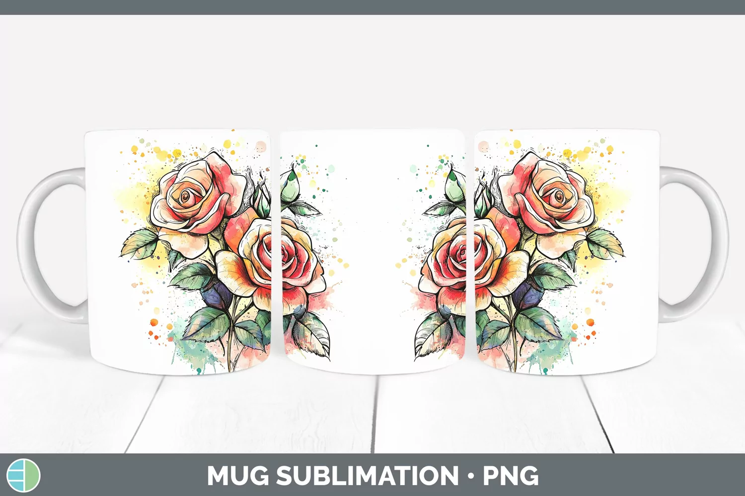 GorgeousWatercolor Splatter Mug Wrap design.