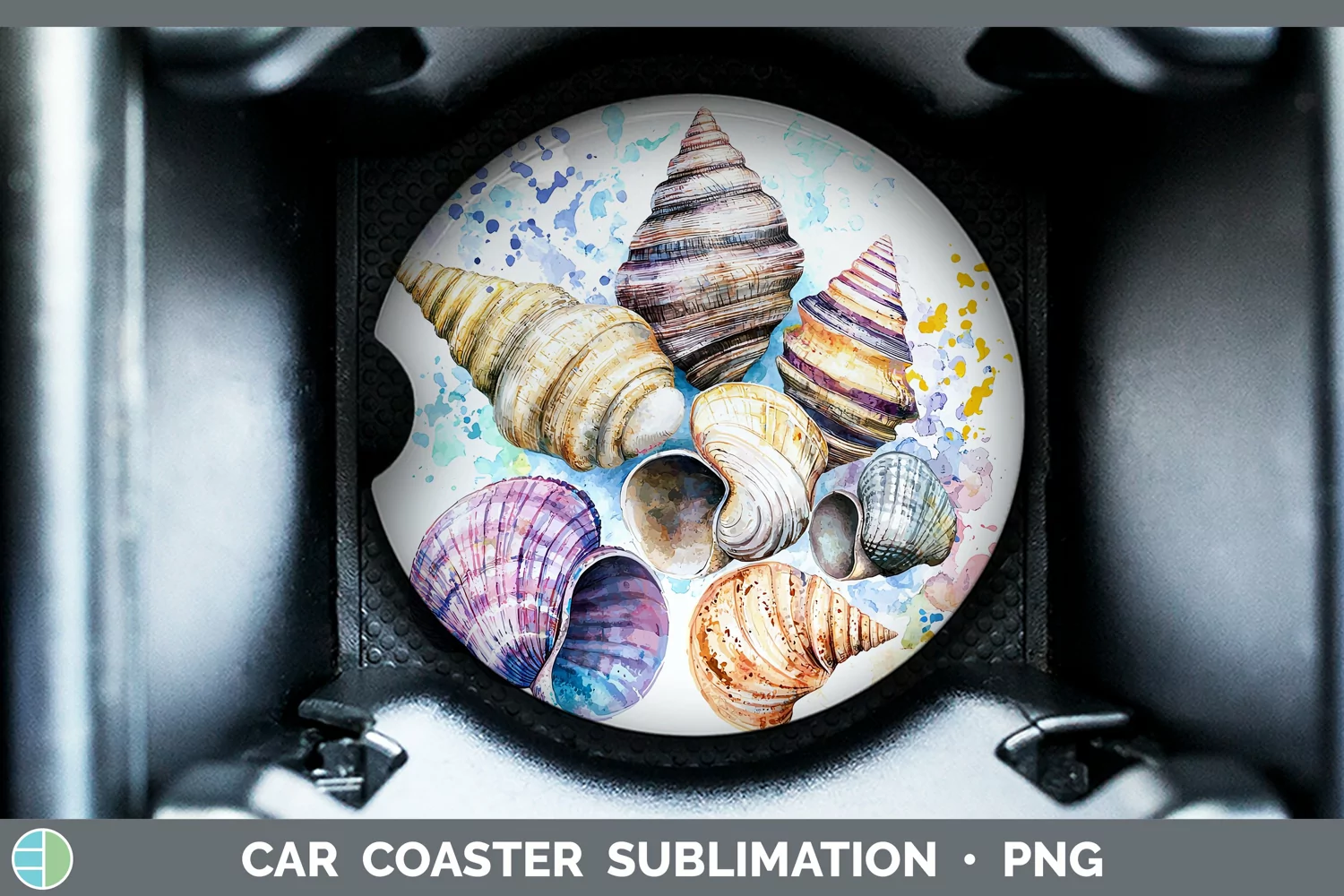 GorgeousWatercolor Splatter Car Coaster design.