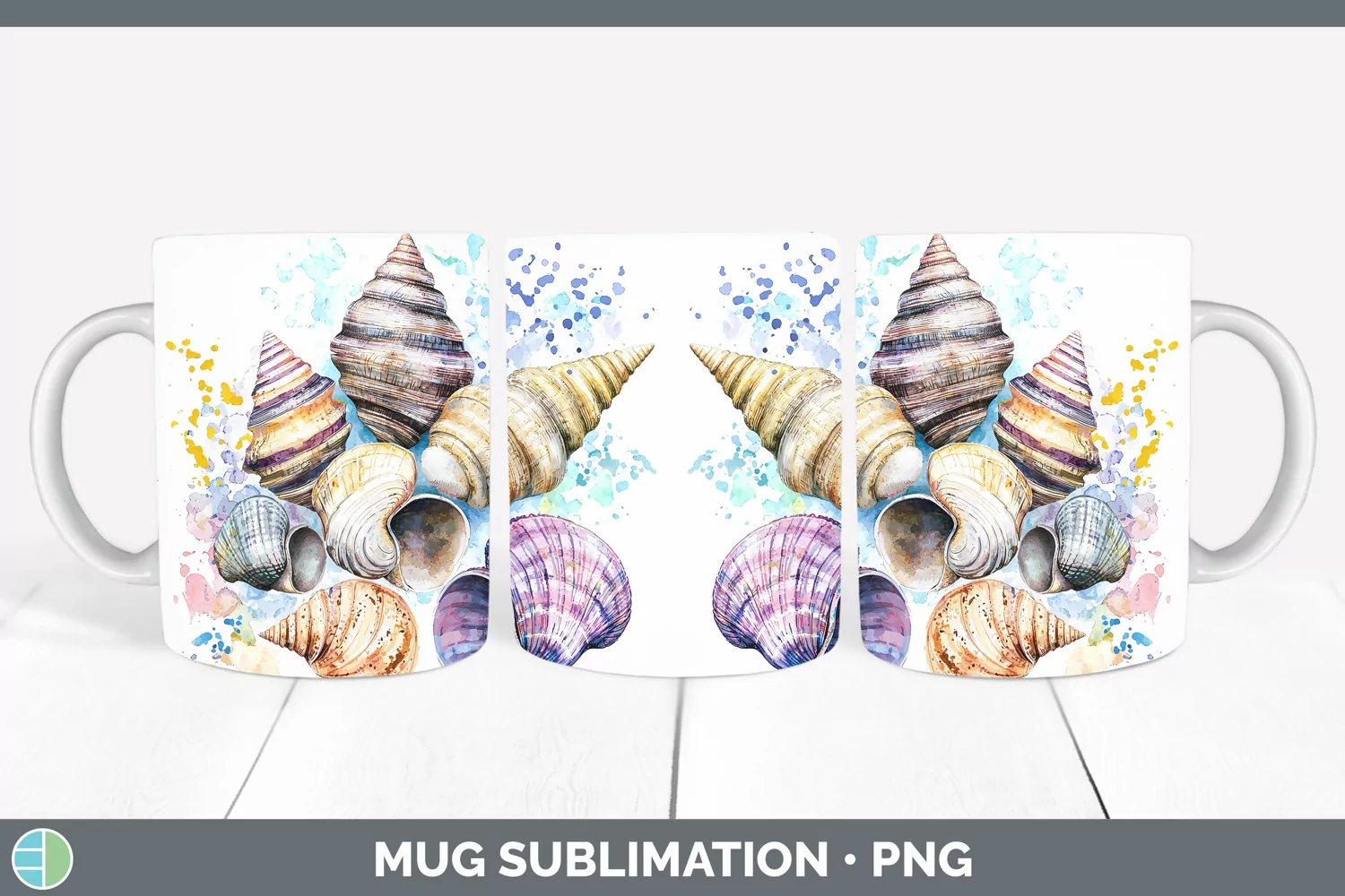 GorgeousWatercolor Splatter Mug Wrap design.