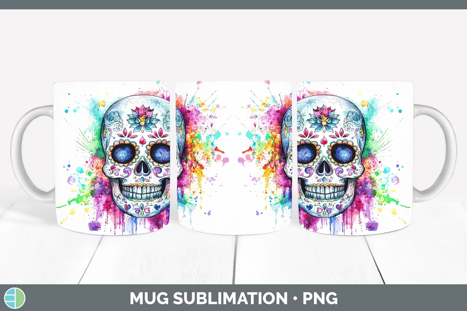 GorgeousWatercolor Splatter Mug Wrap design.
