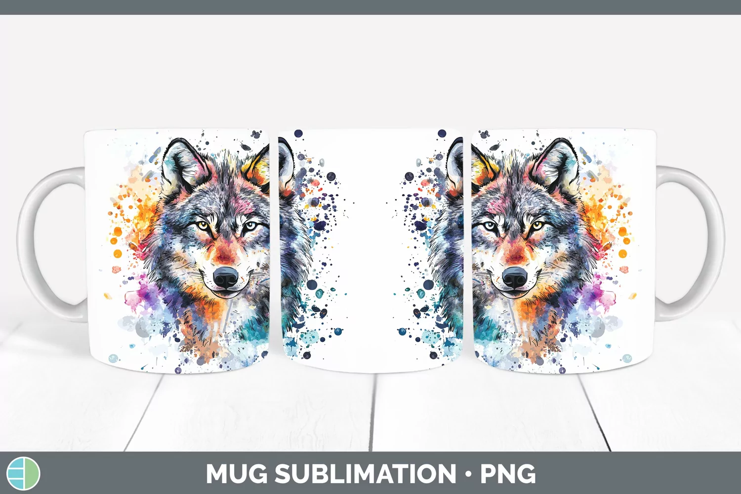 GorgeousWatercolor Splatter Mug Wrap design.