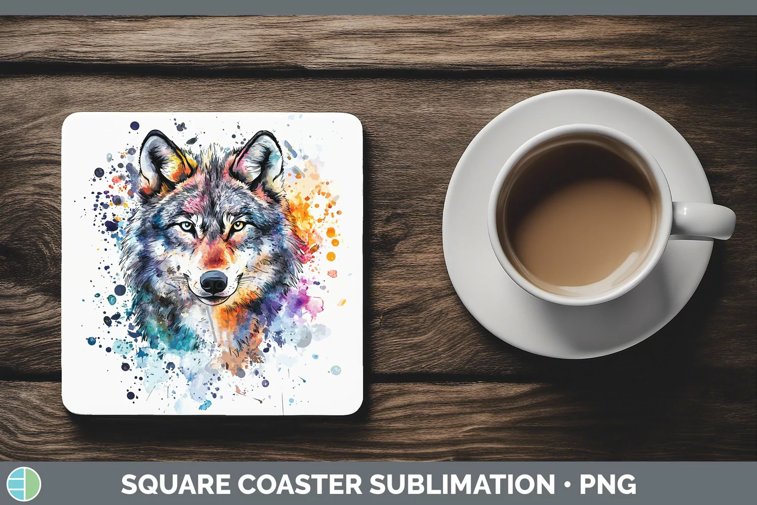 GorgeousWatercolor Splatter Square Coaster design.
