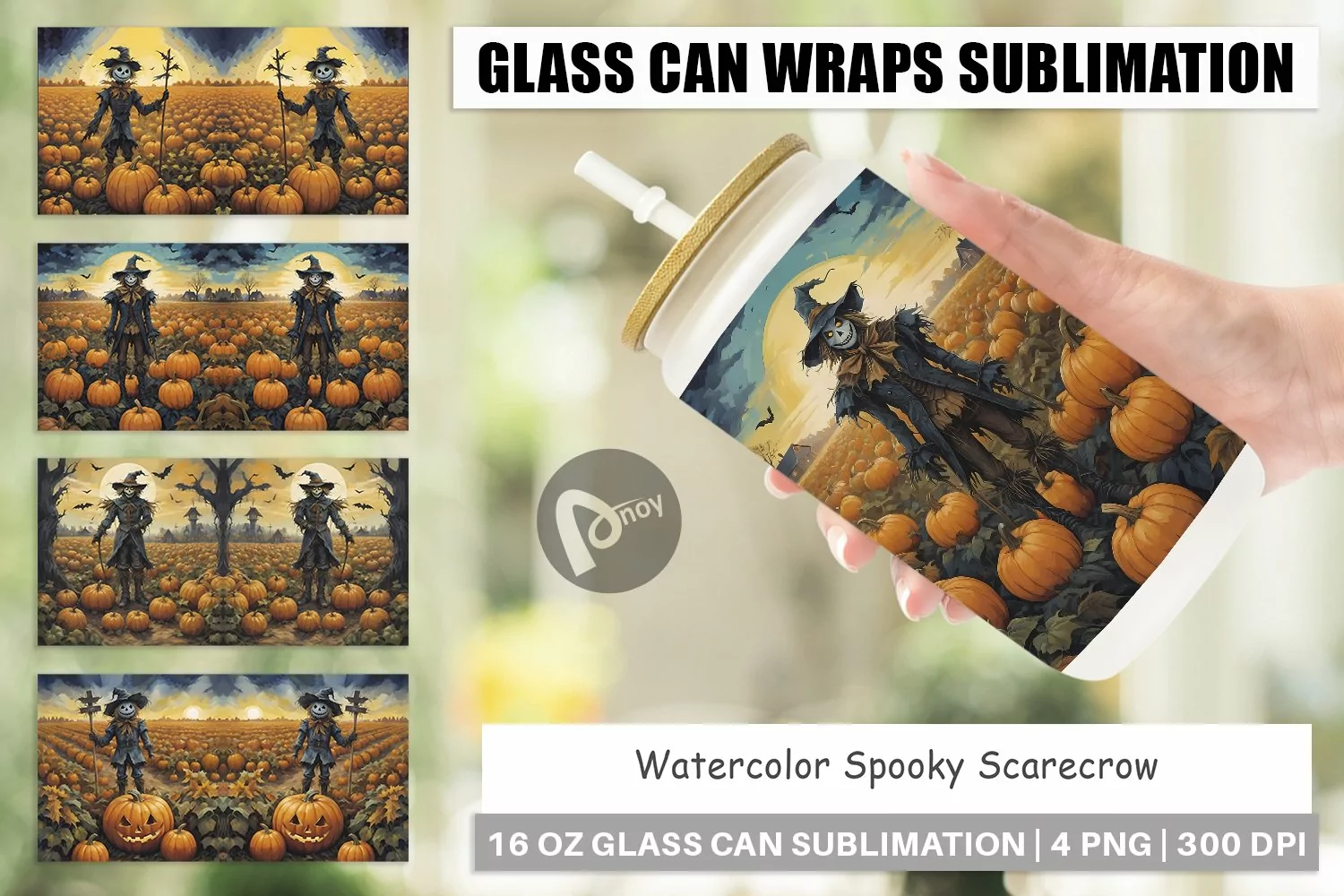 Glass Can Wraps Watercolor Scarecrow product image 1