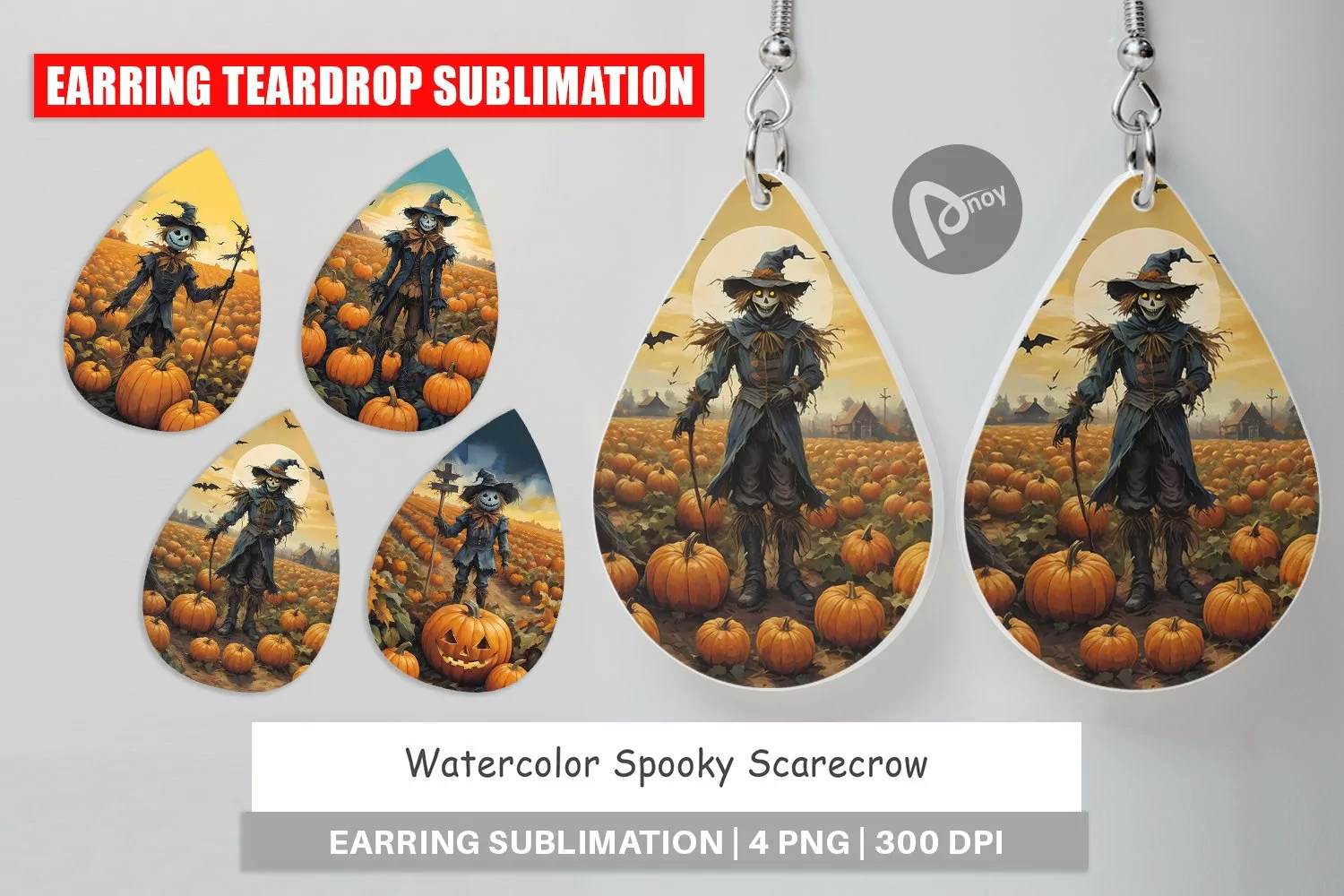 Earring Teardrop Watercolor Scarecrow product image 1