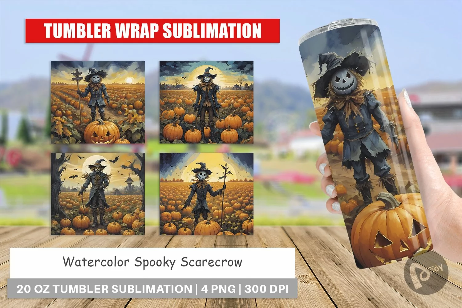 Tumbler Sublimation Wra Watercolor Scarecrowp product image 1