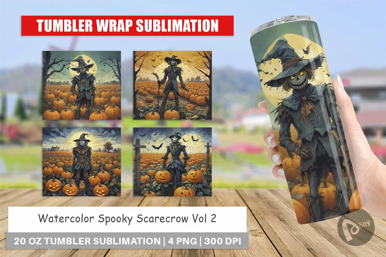 Tumbler Sublimation Wra Watercolor Scarecrowp product image 1
