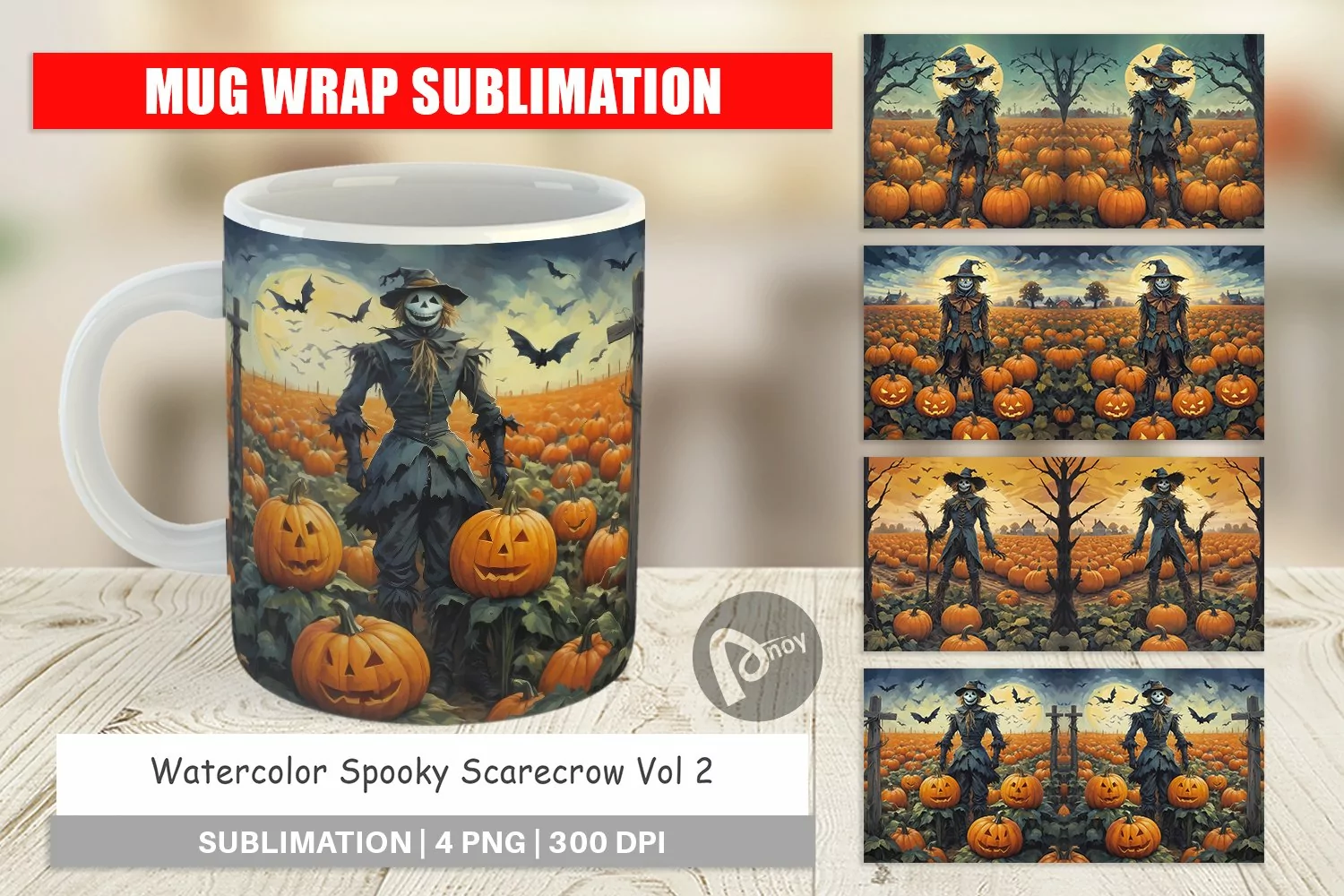 Mug Wrap Design Watercolor Scarecrow product image 1