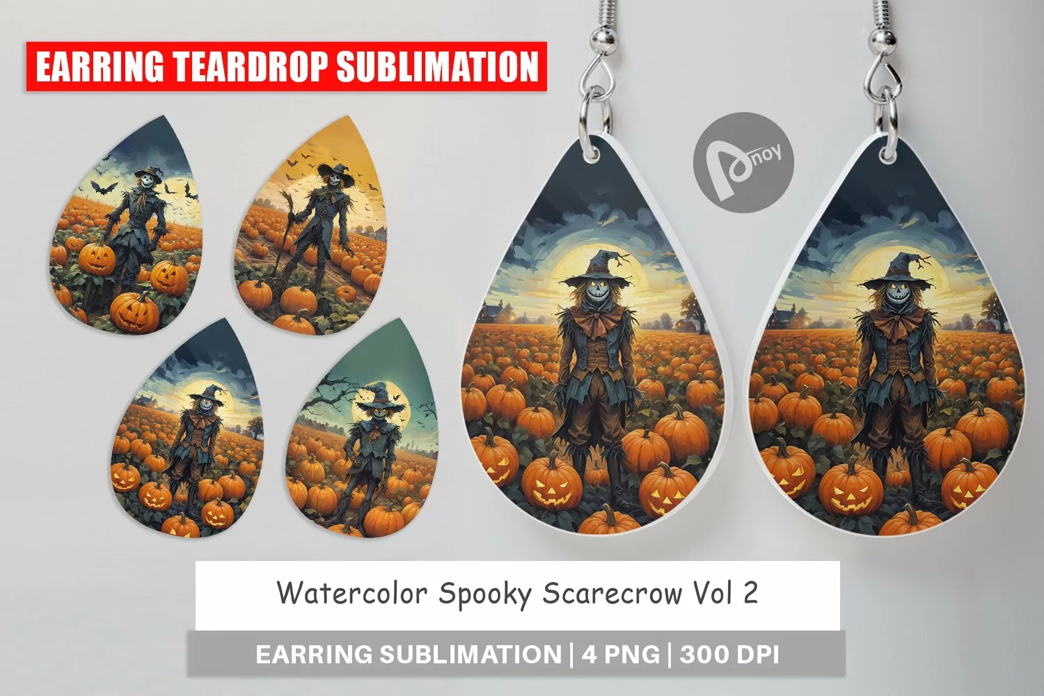 Earring Teardrop Watercolor Scarecrow product image 1