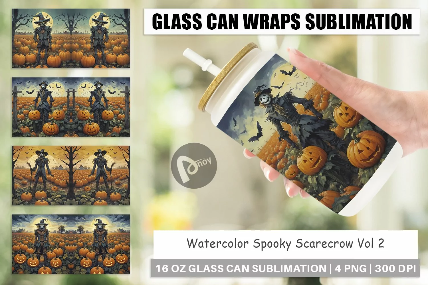 Glass Can Wraps Watercolor Scarecrow product image 1