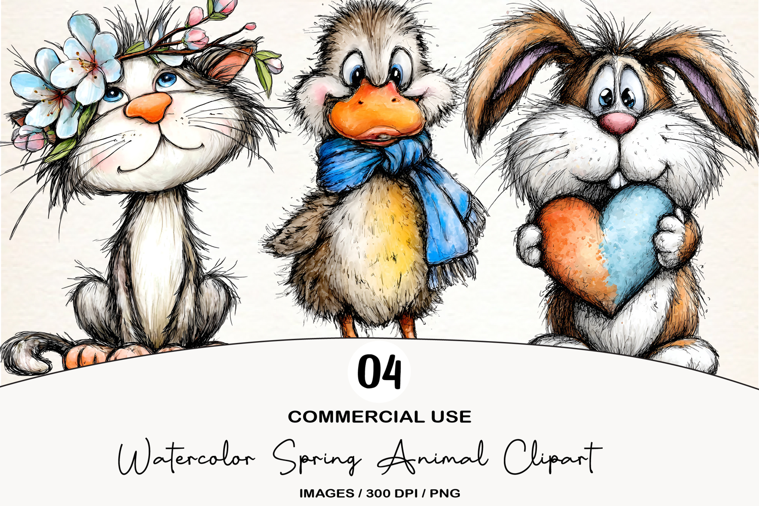 Watercolor Spring Animal Clipart product image 1