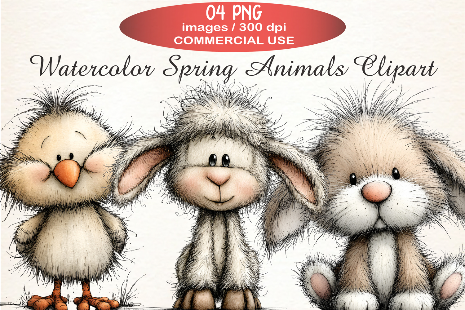 Watercolor Spring Animals Clipart product image 1