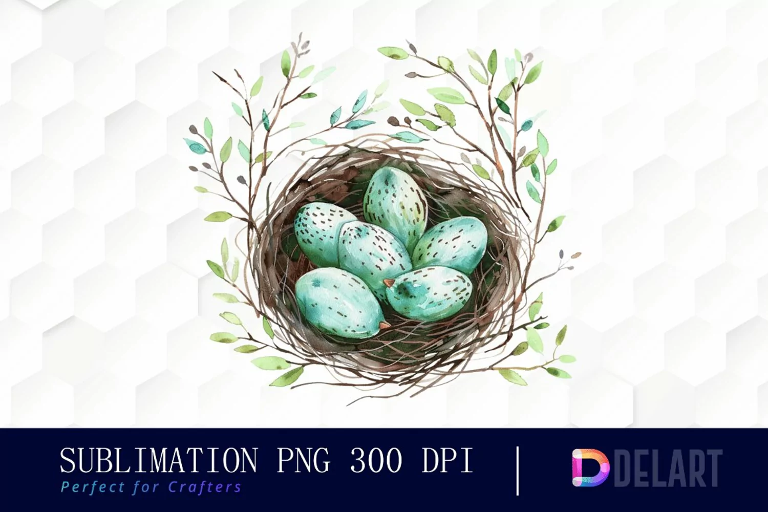 Spring Bird Nest Watercolor Clipart product image 1