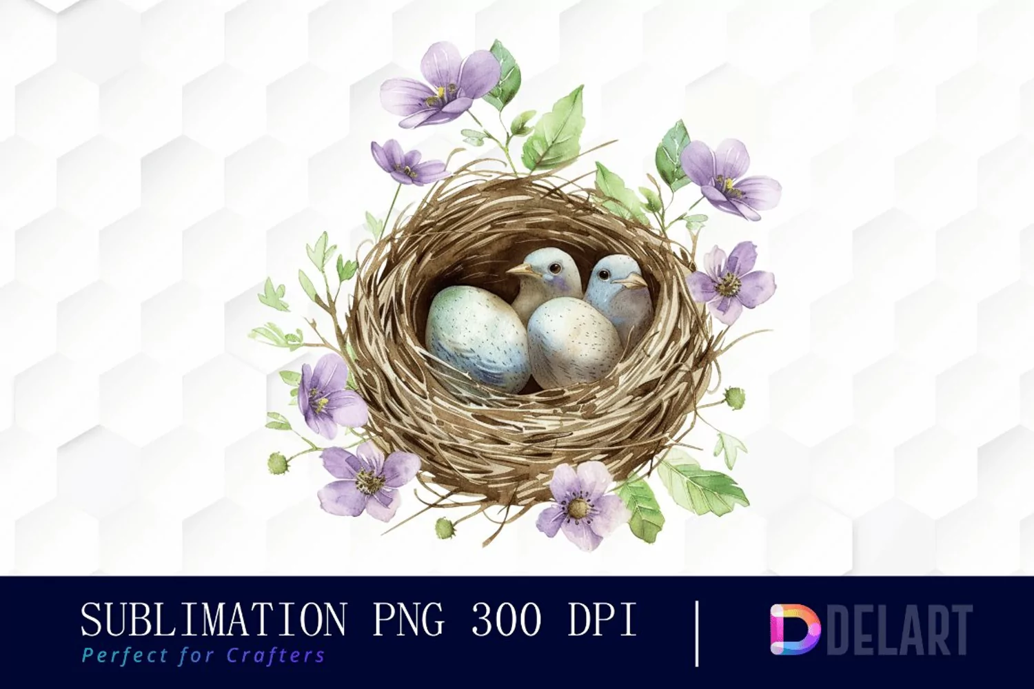 Spring Bird Nest Watercolor Clipart product image 1