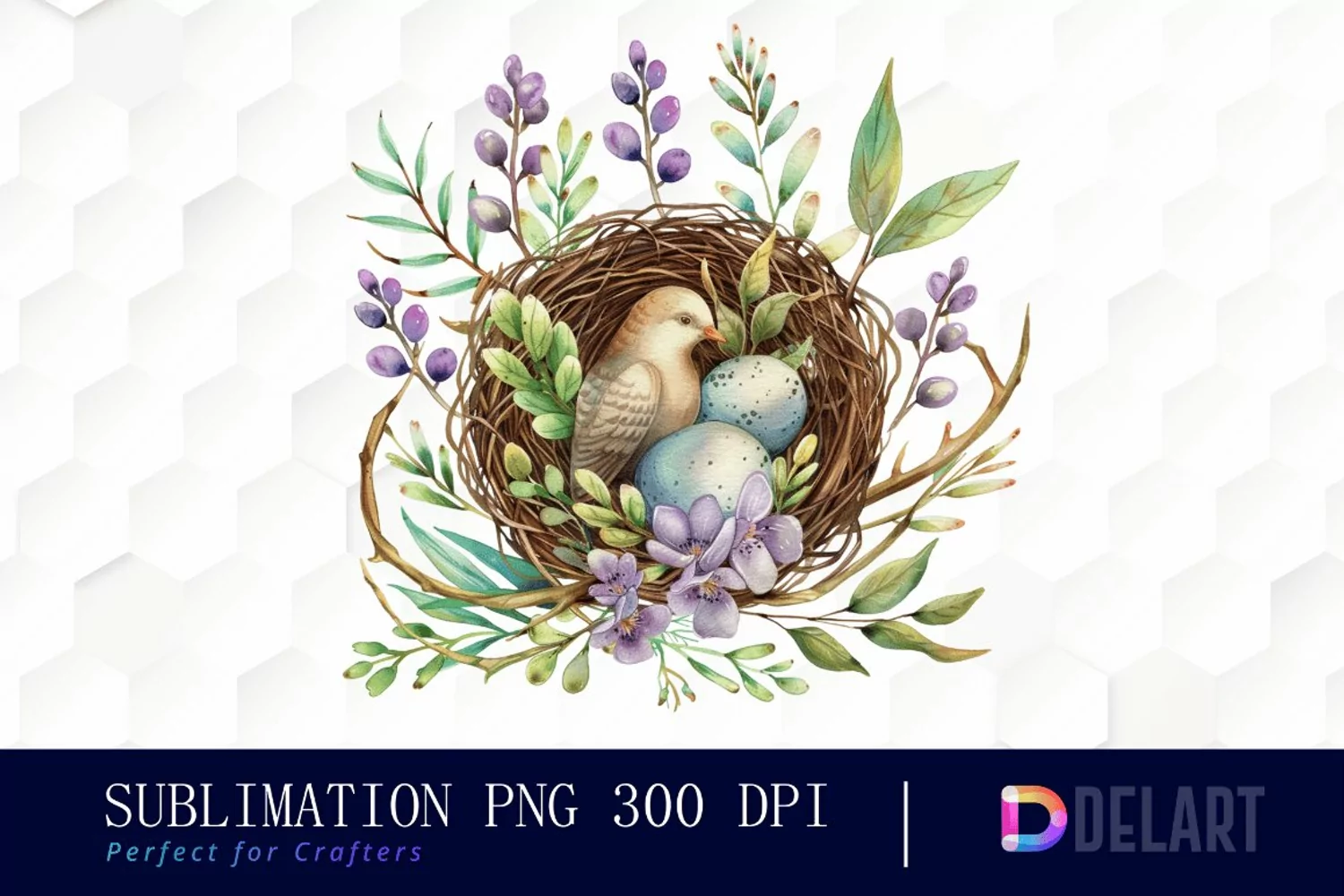Spring Bird Nest Illustration Clipart product image 1