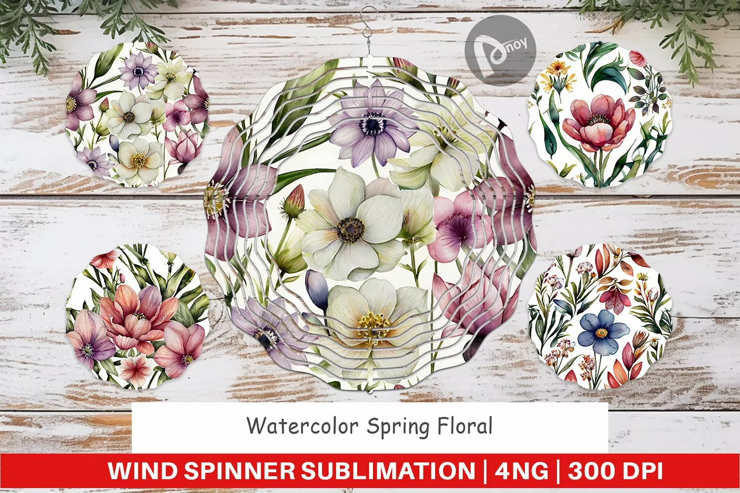 Wind Spinner Watercolor Spring Floral product image 1