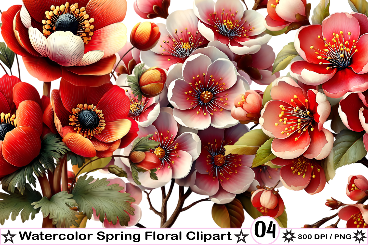 Watercolor Spring Floral Clipart product image 1