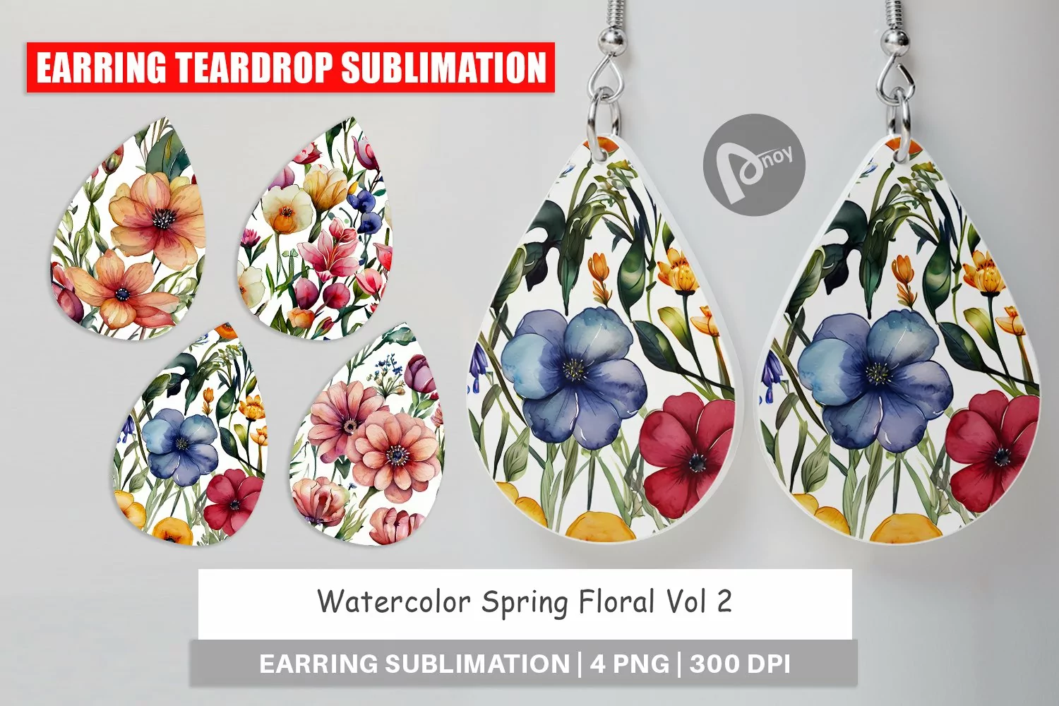 Earring Teardrop Watercolor Spring Floral product image 1