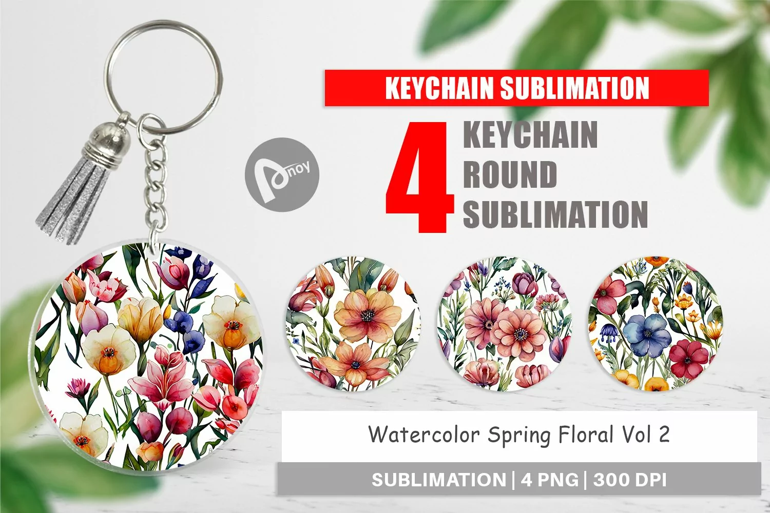 Keychain Watercolor Spring Floral product image 1