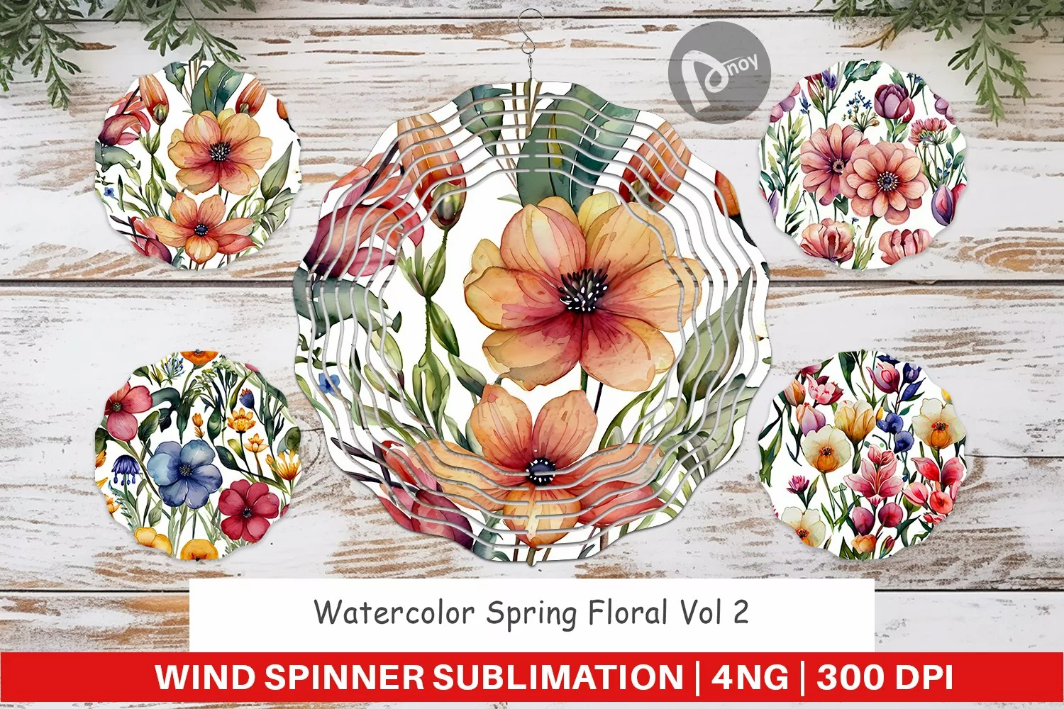 Wind Spinner Watercolor Spring Floral product image 1