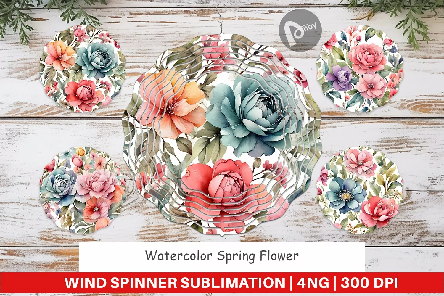 Wind Spinner Watercolor Spring Flower product image 1