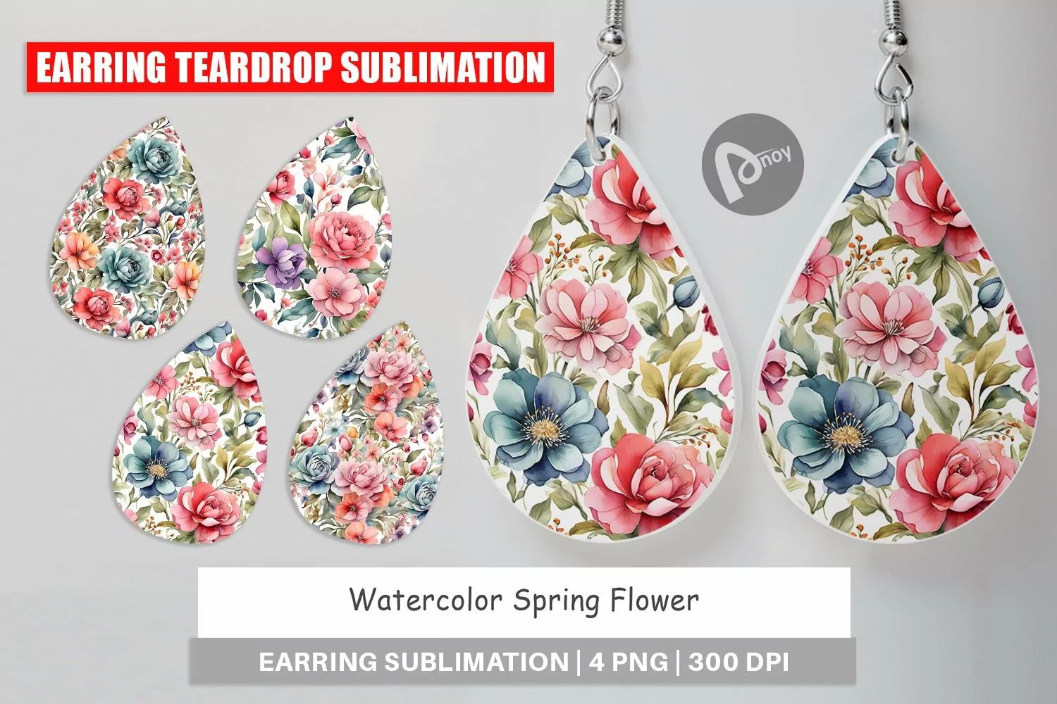Earring Teardrop Watercolor Spring Flower product image 1