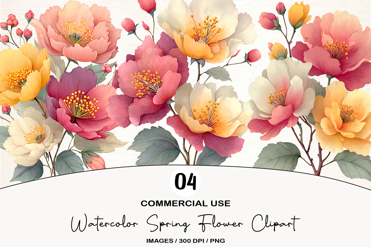 Watercolor Spring Flower Clipart product image 1