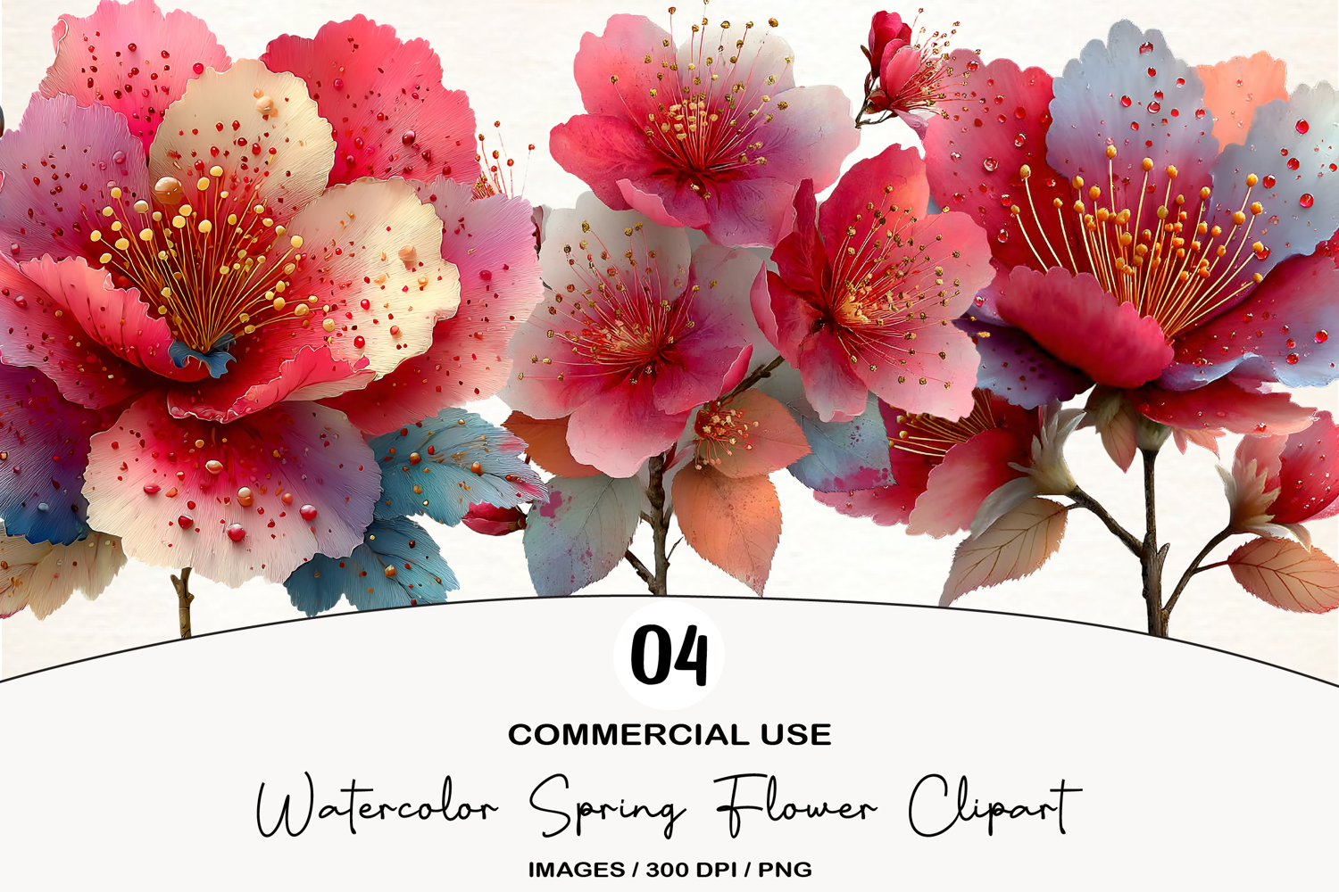 Watercolor Spring Flower Clipart product image 1