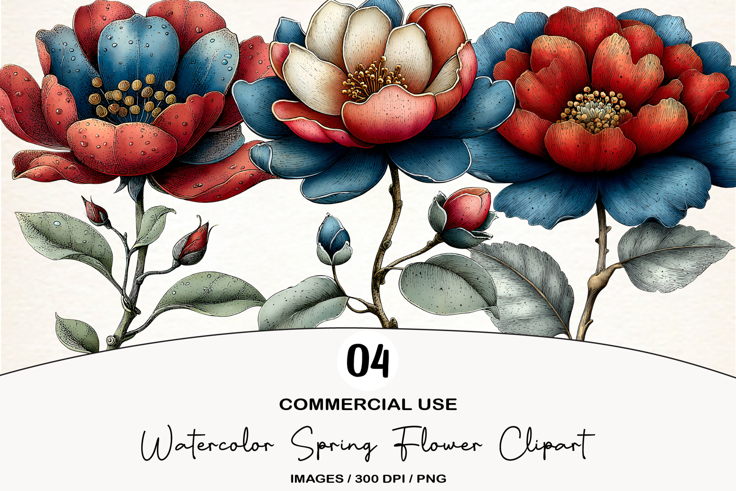 Watercolor Spring Flower Clipart product image 1
