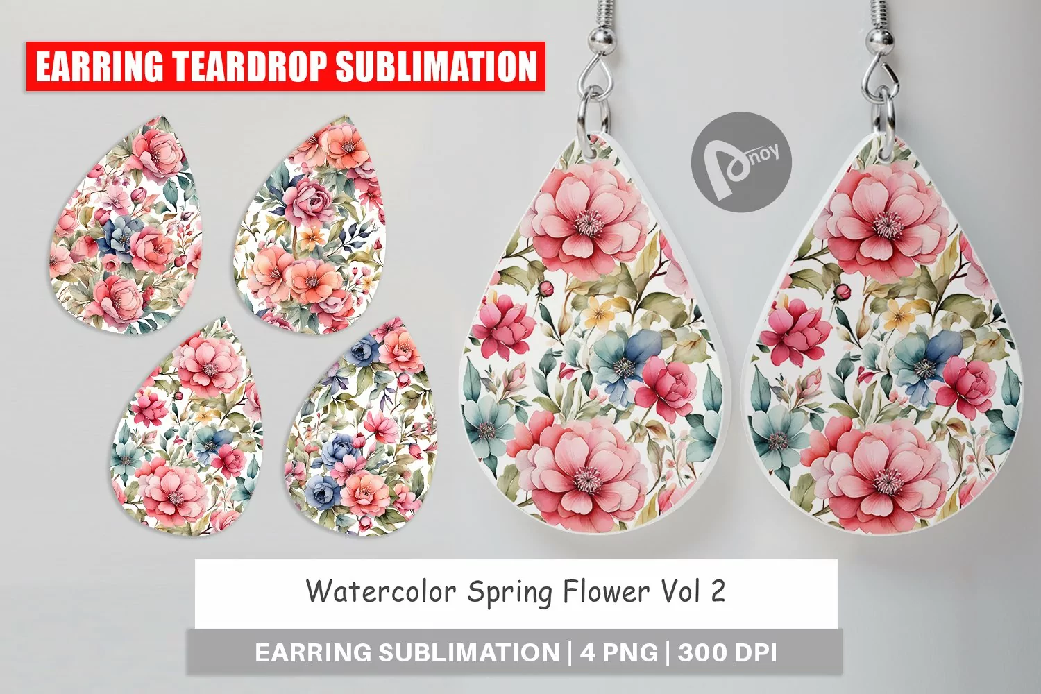 Earring Teardrop Watercolor Spring Flower product image 1