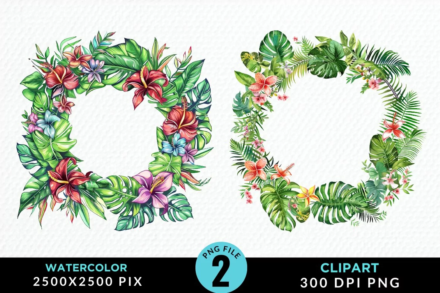 Watercolor Spring Flower Wreath Illustration Clipart product image 1