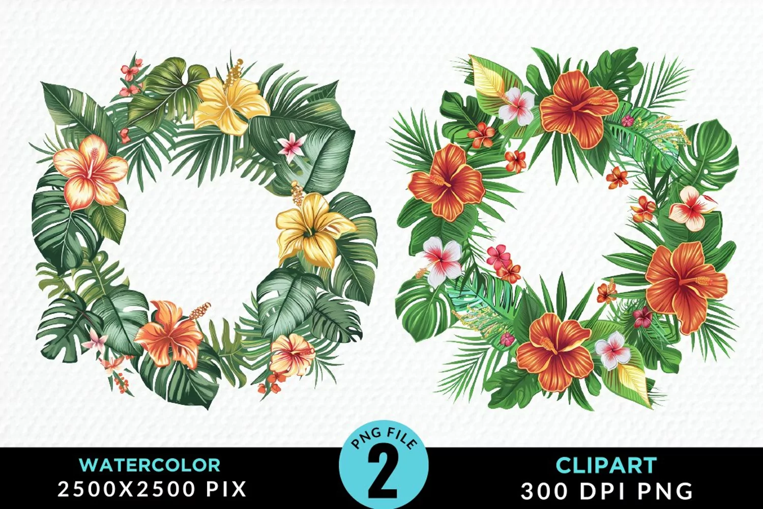 Watercolor Spring Flower Wreath Illustration Clipart product image 1