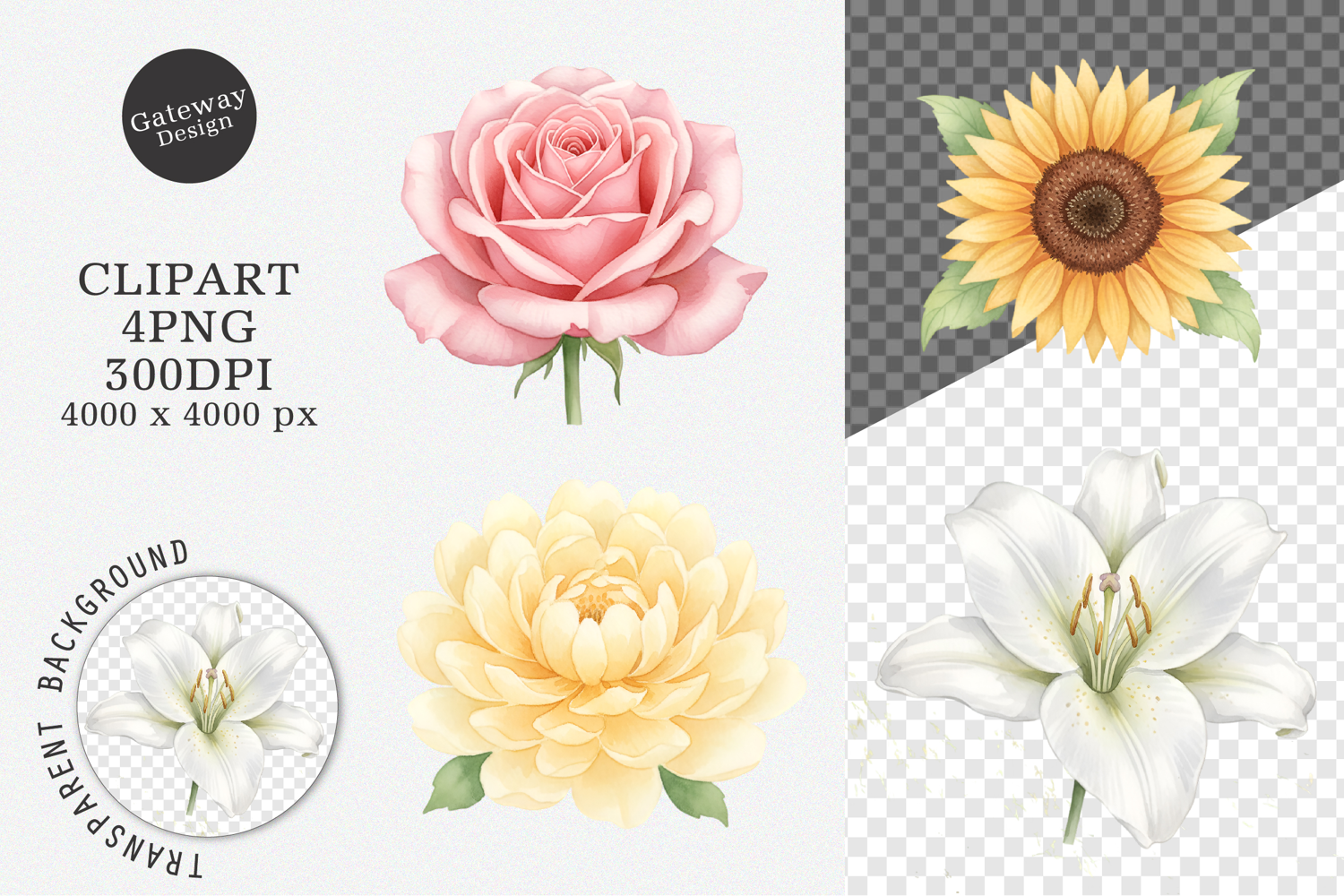 Watercolor Spring Flowers Clipart product image 1