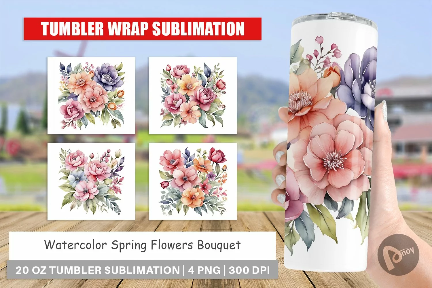 Tumbler Sublimation Wrap Spring Flowers Bouquet product image 1