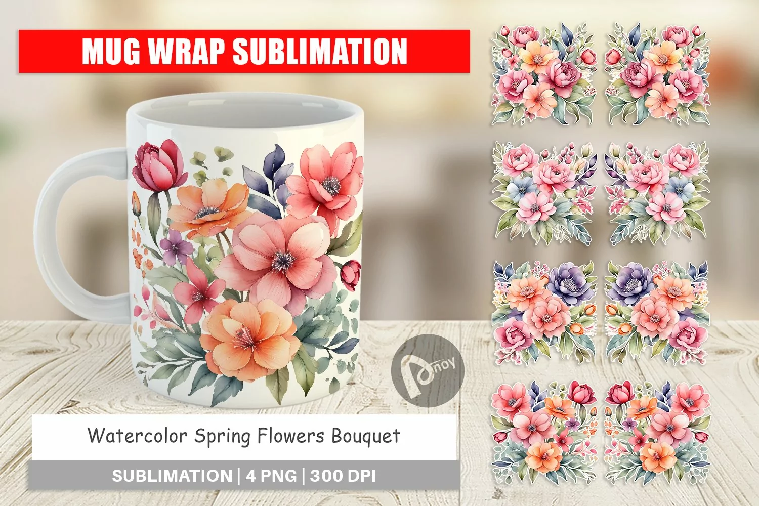 Mug Wrap Design Spring Flowers Bouquet product image 1