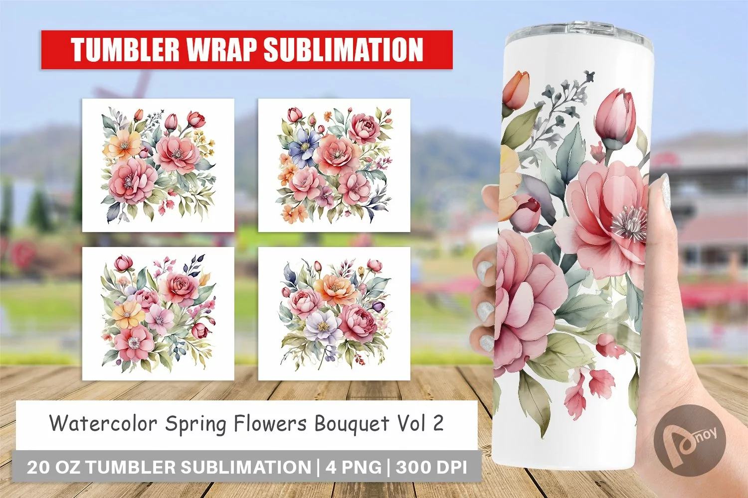 Tumbler Sublimation Wrap Spring Flowers Bouquet product image 1