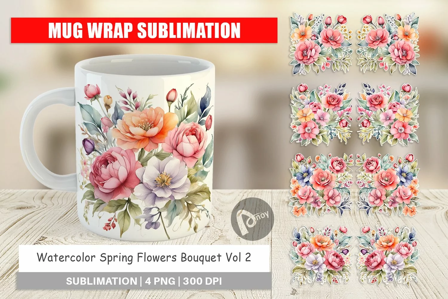 Mug Wrap Design Spring Flowers Bouquet product image 1